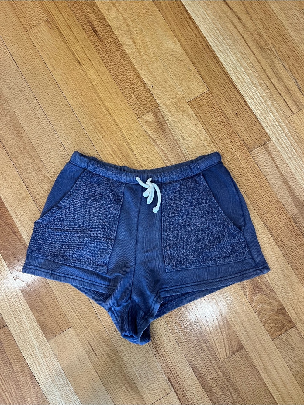 aerie Navy Terry Drawstring Athletic Shorts